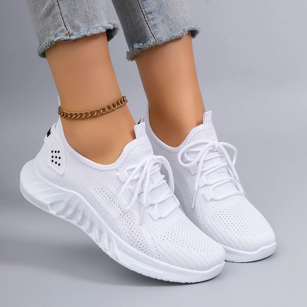 Damen Sportschuhe Atmungsaktiv Leicht Schnürung 3