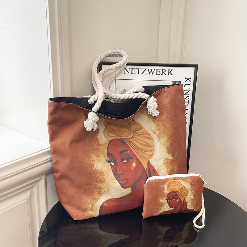 Damen Strandtasche mit Grafikdruck 1