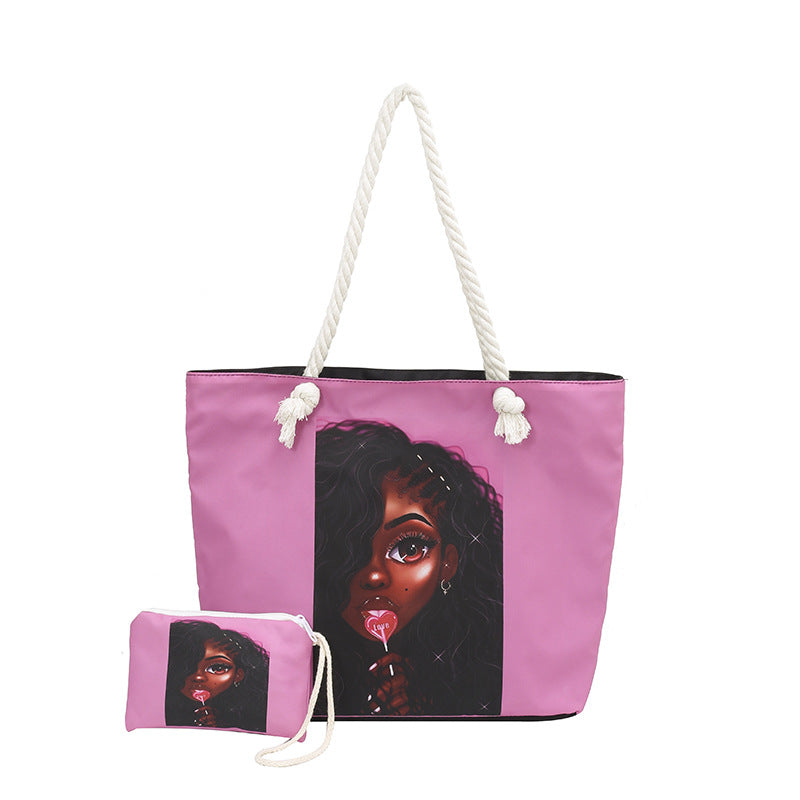 Damen Strandtasche mit Grafikdruck 12