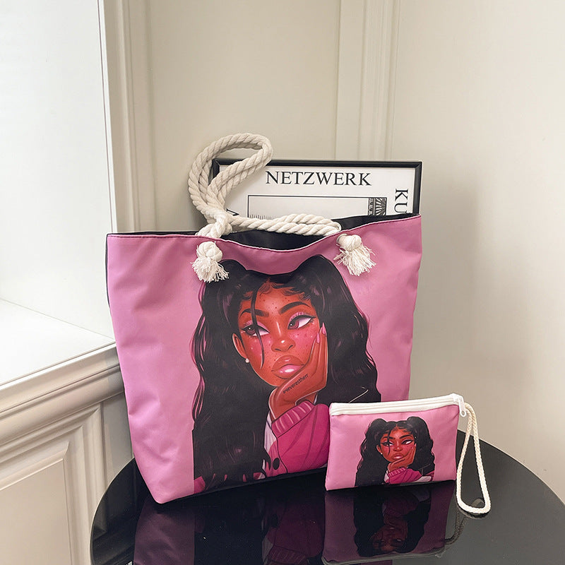 Damen Strandtasche mit Grafikdruck 2