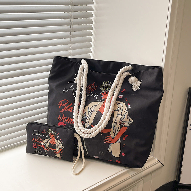 Damen Strandtasche mit Grafikdruck 3