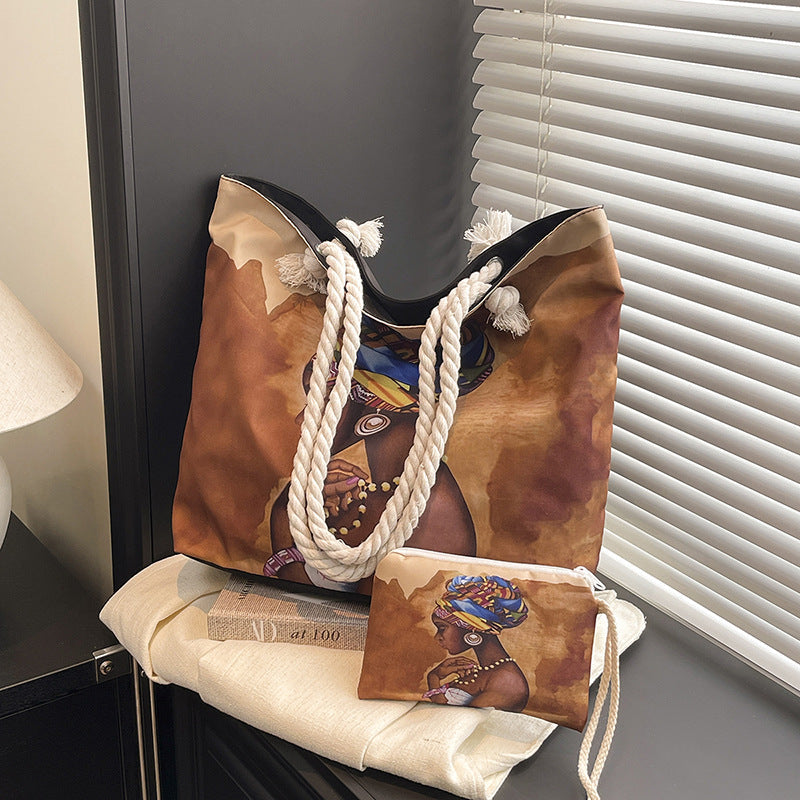 Damen Strandtasche mit Grafikdruck 4