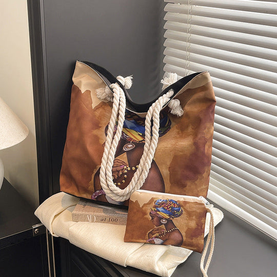 Damen Strandtasche mit Grafikdruck 4