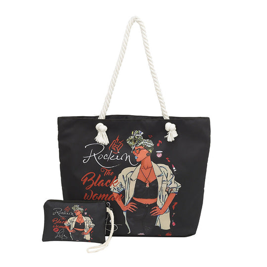Damen Strandtasche mit Grafikdruck 7