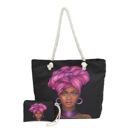 Damen Strandtasche mit Grafikdruck 9