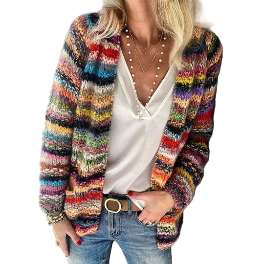 Damen Strickjacke Lässig Cardigan Aus Strick Für Herbst Und Winter 0