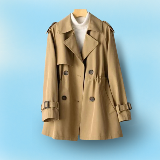 Damen Trenchcoat Vintage Doppelt Knopf Nylon-Baumwoll-Mischung 1