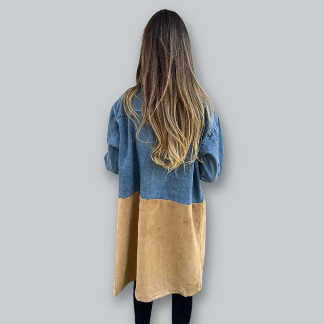 Damen Trenchcoat mit Denim-Stich und Relaxed Fit 1