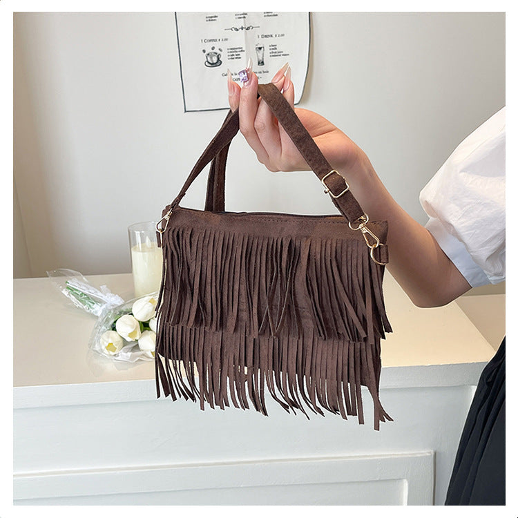 Damen Umhängetasche mit Fransen im Boho-Stil 8
