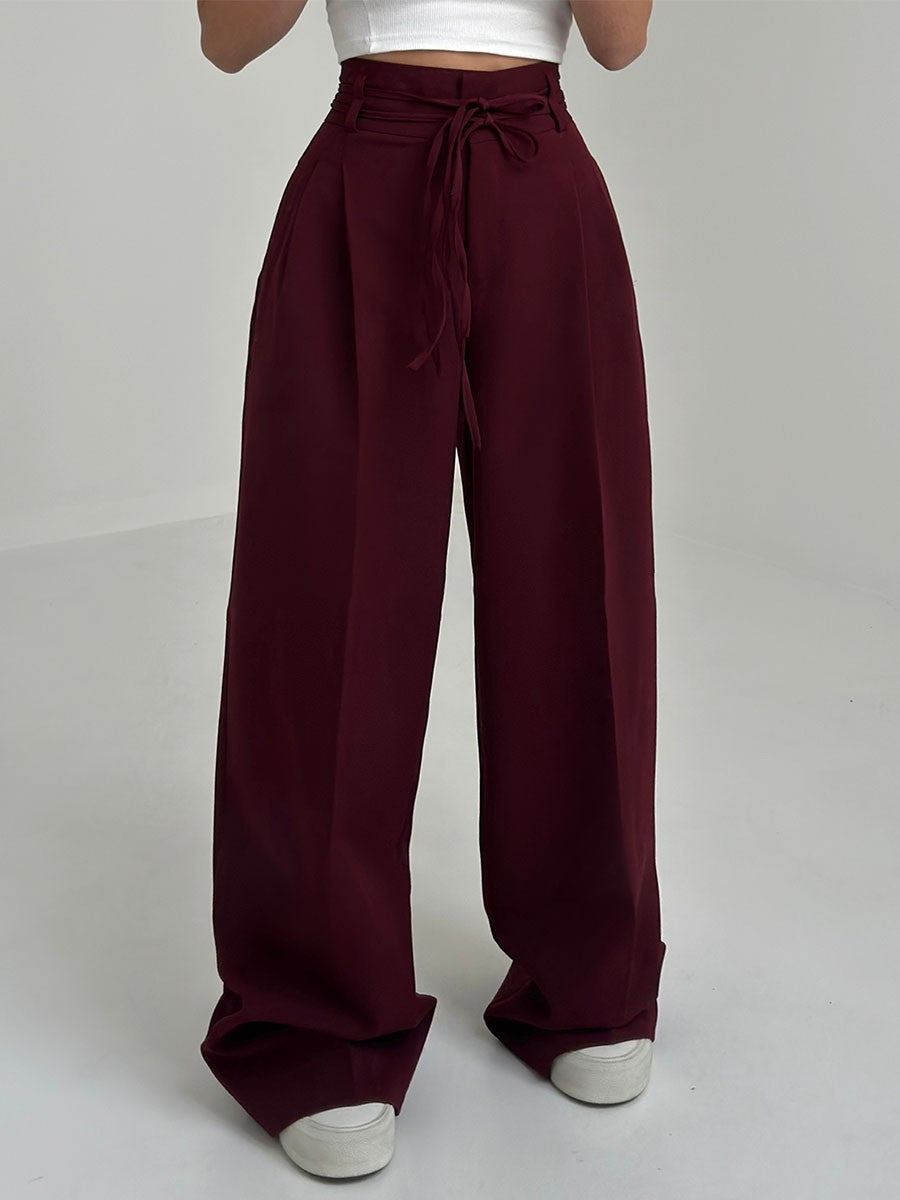 Damen Weite Hose Hohe Taille Elegante Schnittführung 6