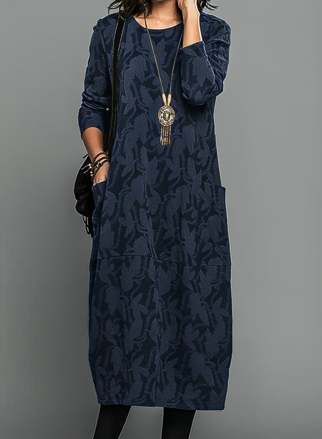 Damen Winterkleid mit Taschen und elegantem Design 2
