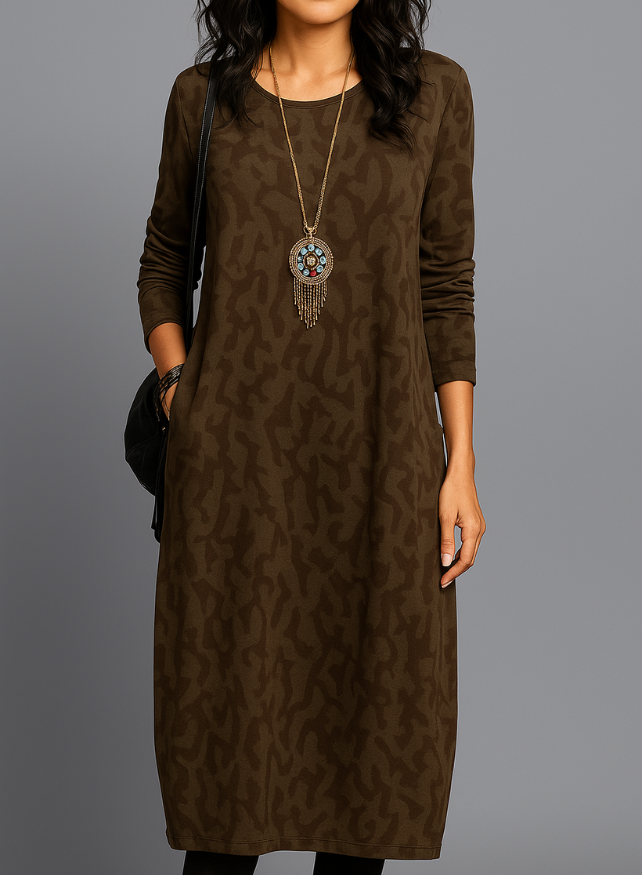 Damen Winterkleid mit Taschen und elegantem Design 4