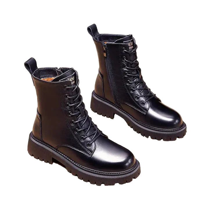 Damen Winterstiefel Leder Bequem 0