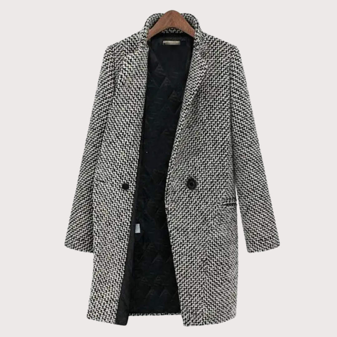 Damen Woll Wintermantel Eleganter Hahnentritt 3