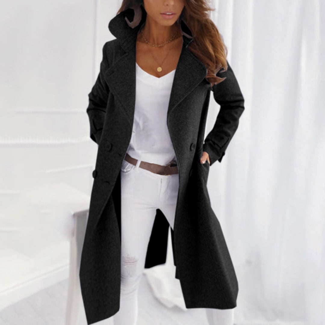 Damen Wolljacke Elegante mit Umgeschlagenem Kragen 0