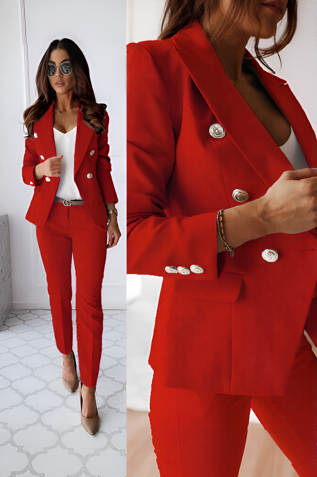 Damen Zweiteiliges Set Blazer und Hose Modern 12