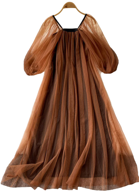 Damenkleid Mit Quadratischem Kragen Und Laternenärmeln Für Feste Anlässe 0
