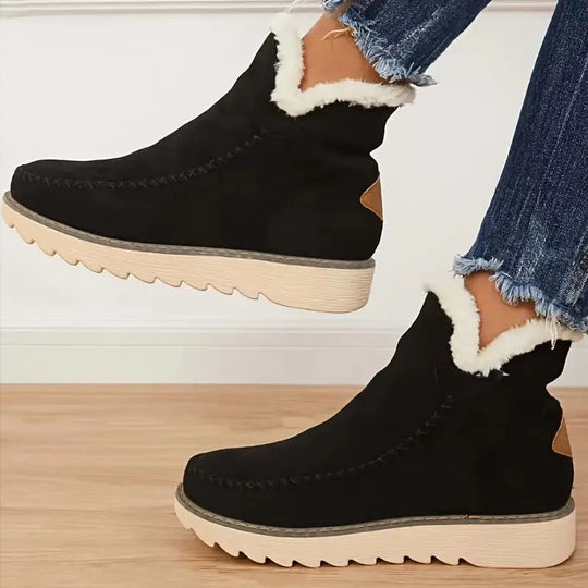 Damenstiefel Plüsch Schafsfell Bequem Elegant für Herbst und Winter 4