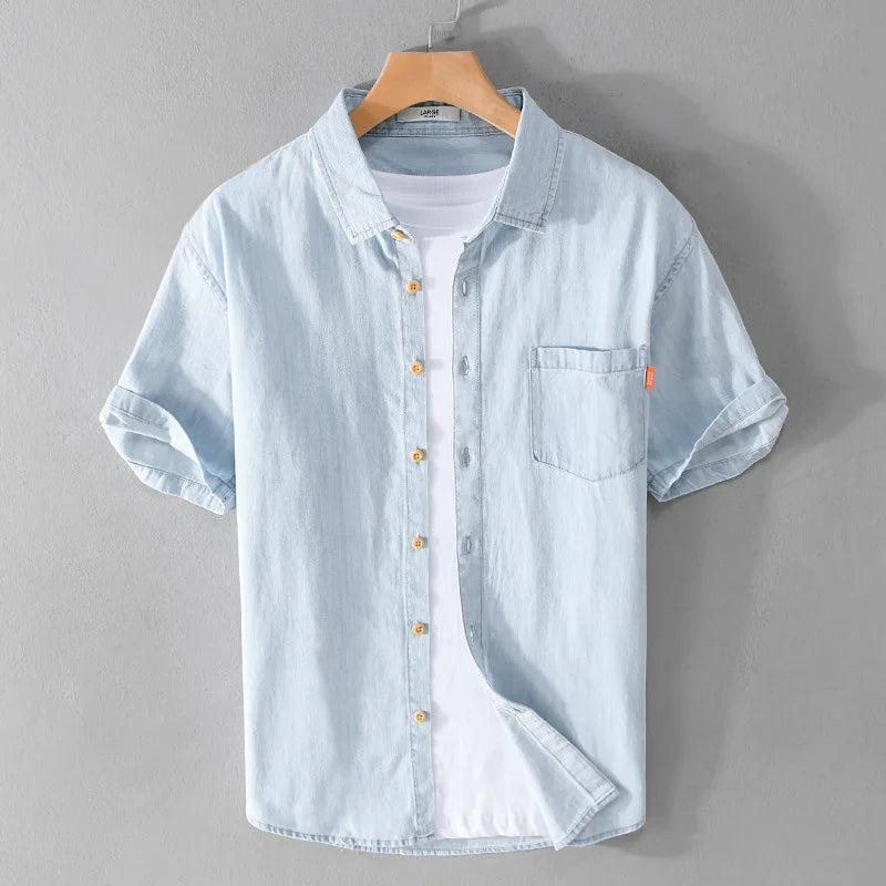 Herrenhemd Langarm Baumwolle Lässiger Stil für Sommer 1