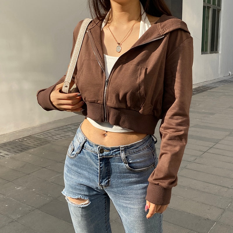 Extra Schmaler Kapuzenpullover Mit Reißverschluss