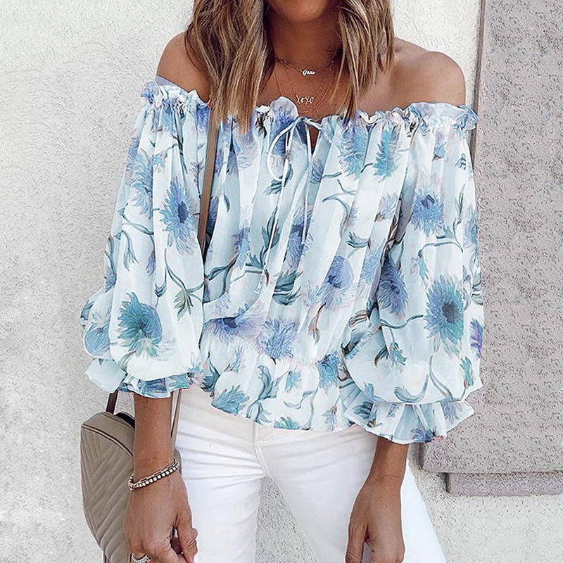 Florale Bluse Mit Gerafften Ärmeln