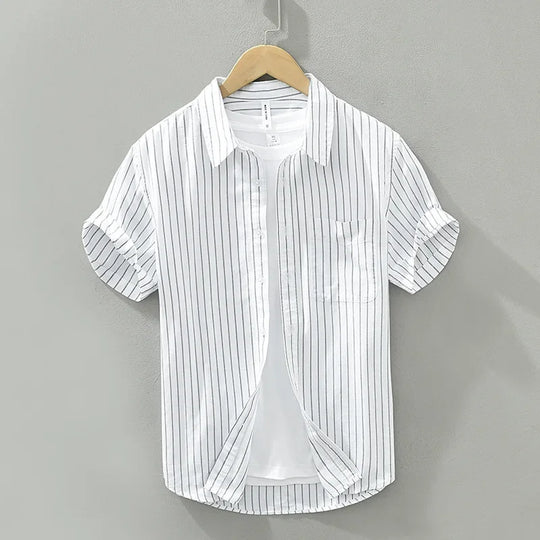 Variant image for Herren Hemd Gestreift Sommer Baumwolle Casual-19
