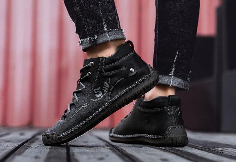 Handgenähte Vintage Lederstiefeletten