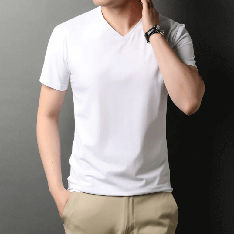 Herren Slim Fit T-Shirt Mit V-Ausschnitt