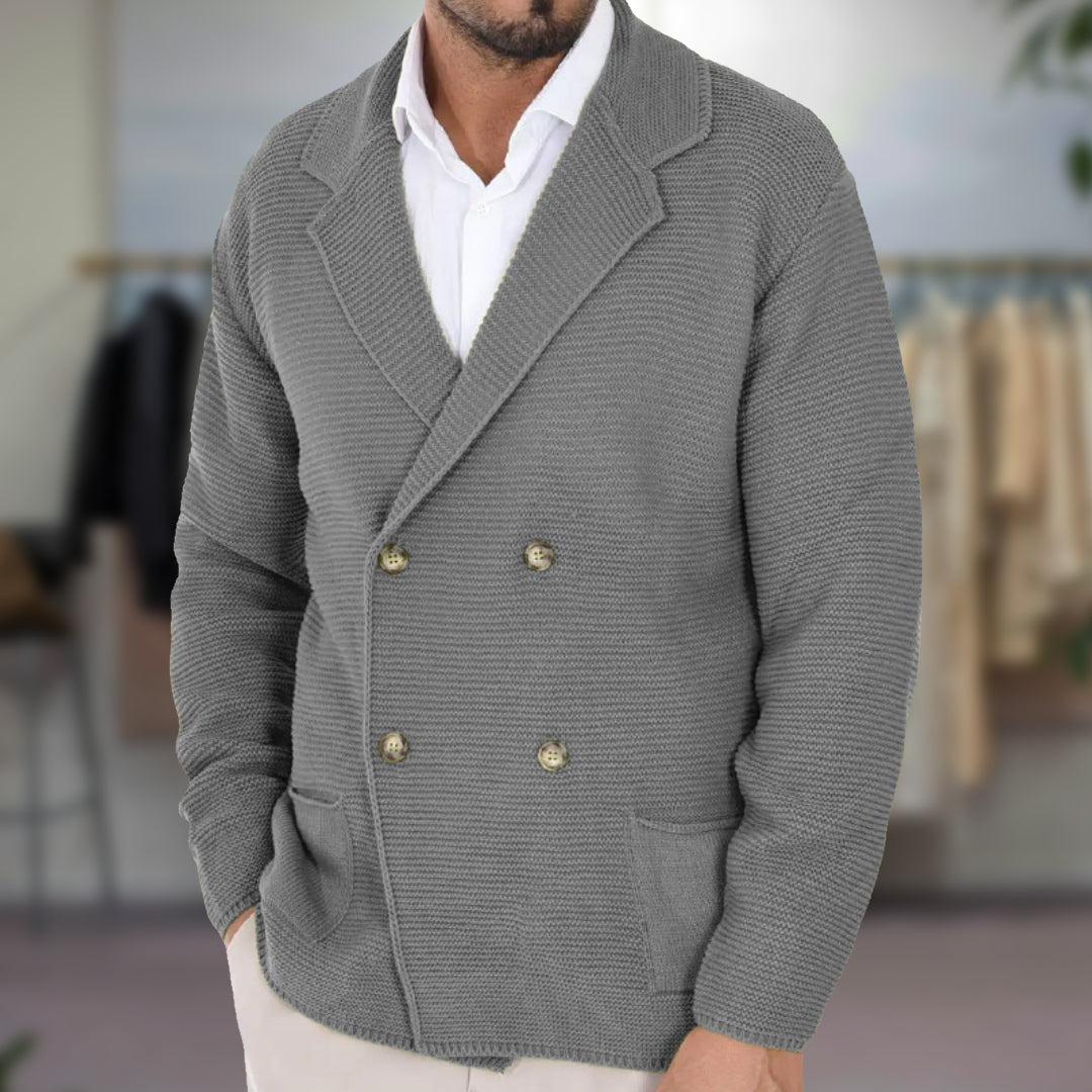 Herren Blazer Strukturierter Stil Zweireihig 1