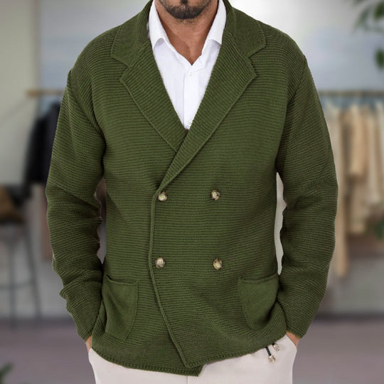 Herren Blazer Strukturierter Stil Zweireihig 3