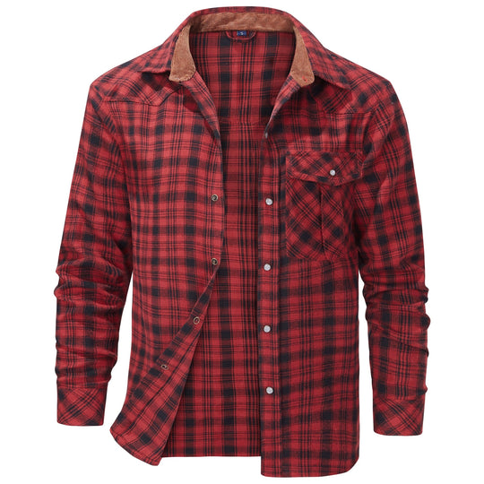 Herren Flanellhemd Klassisch Gemustert Baumwolle-Polyester-Mischung 0