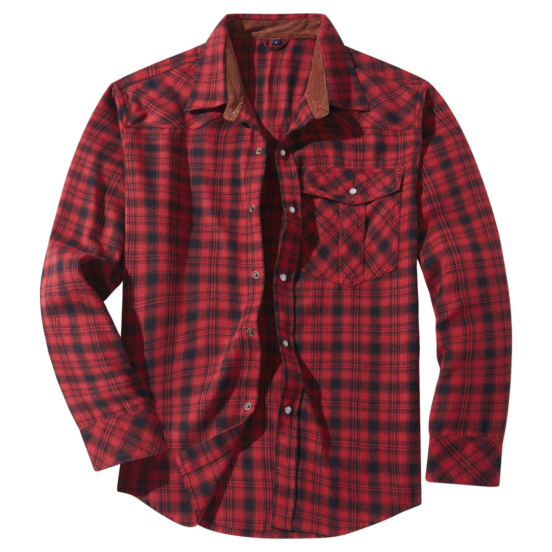 Herren Flanellhemd Klassisch Gemustert Baumwolle-Polyester-Mischung 1