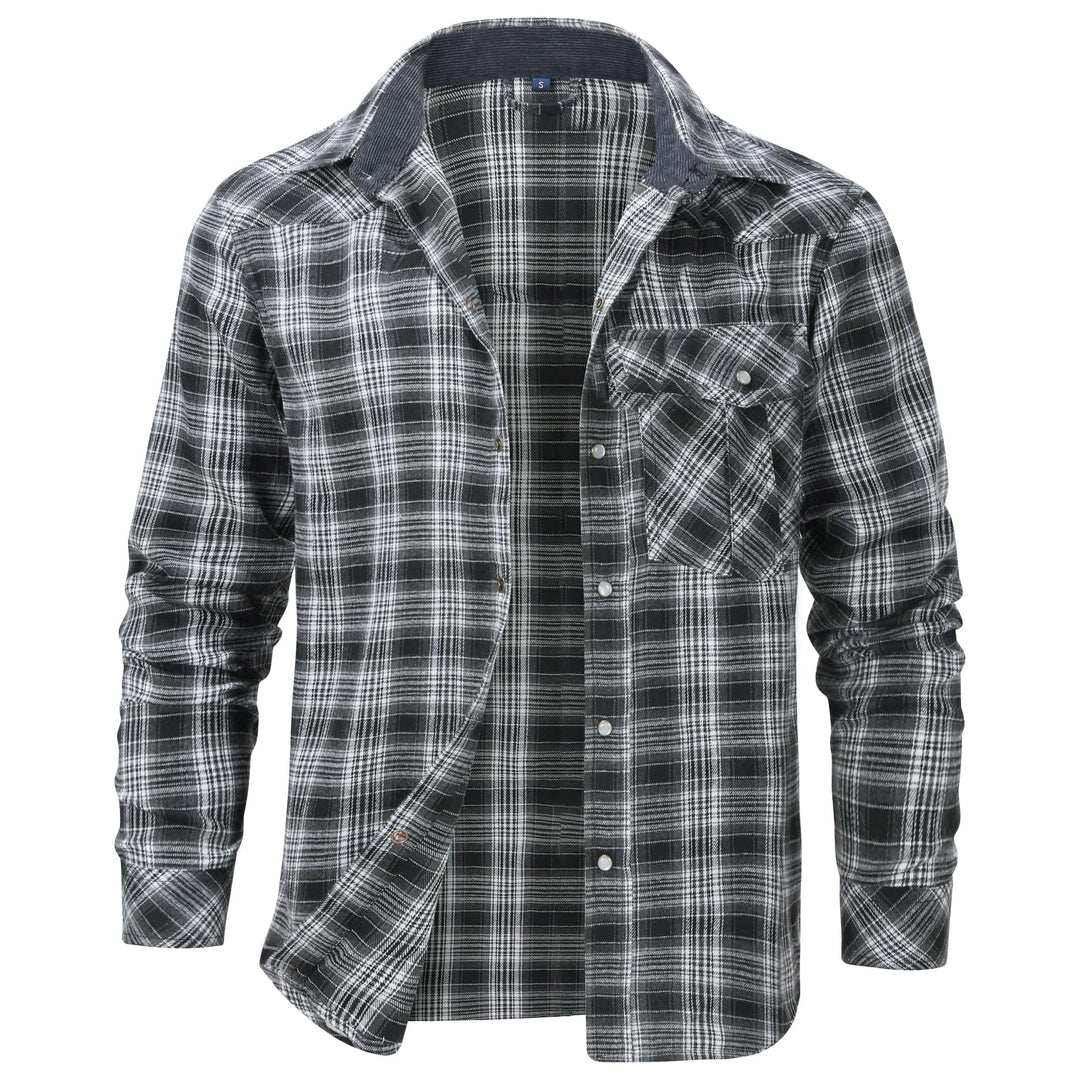 Herren Flanellhemd Klassisch Gemustert Baumwolle-Polyester-Mischung 8