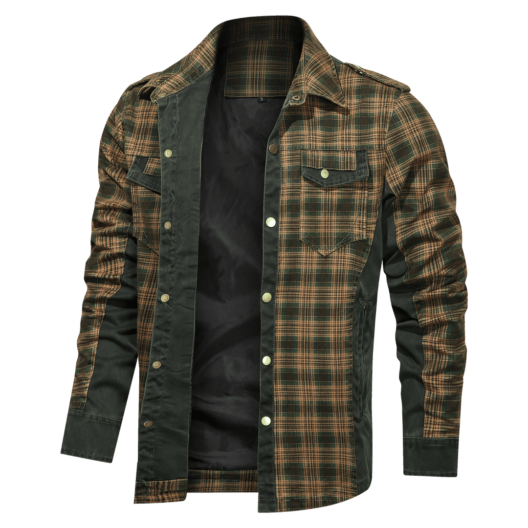 Herren Flanellhemd Langarm Klassisch Baumwolle-Polyester 2
