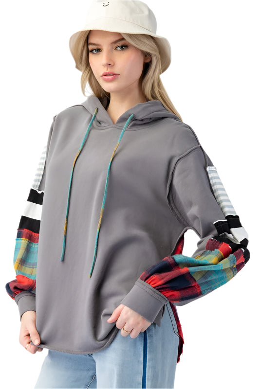 Herren Hoodie Plaid Terry Strickmischung 0