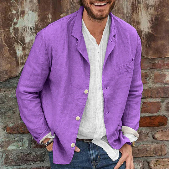Herren Jacke Casual Leinen Leicht Atmungsaktiv für Frühling und Sommer 6