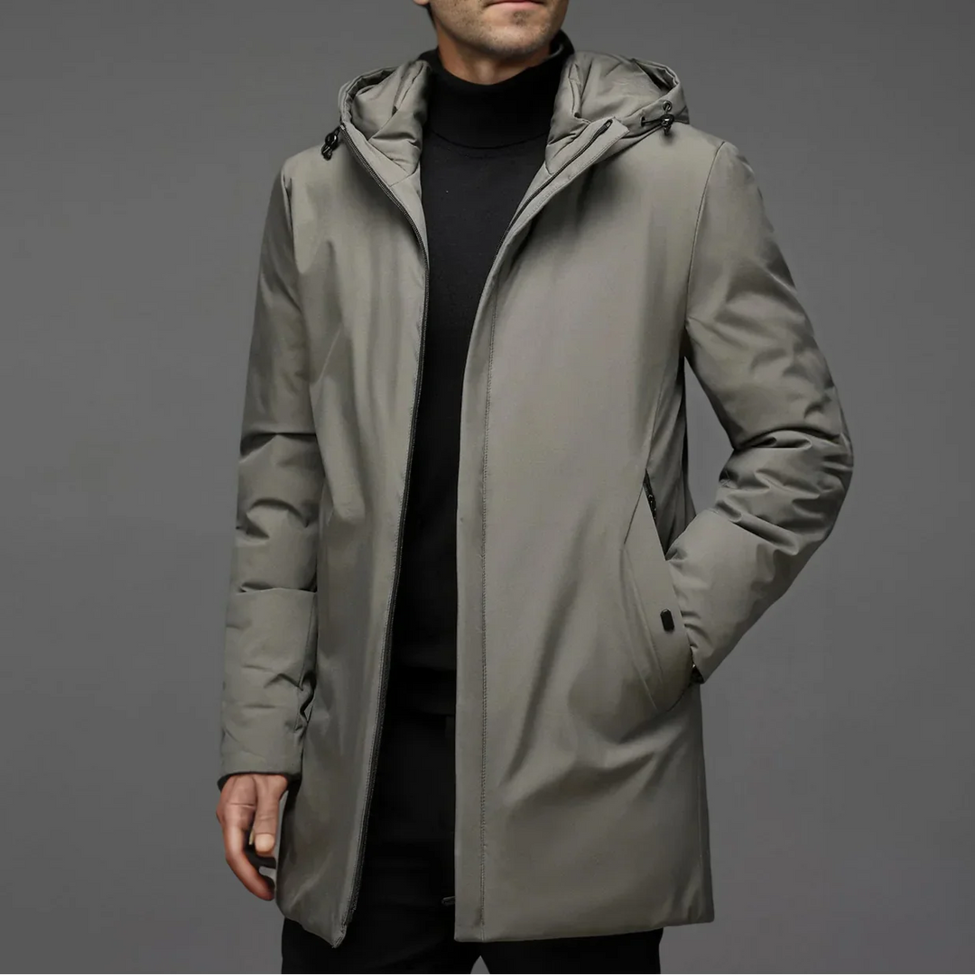 Herren Mantel Lang Winddicht Moderner Winterparka für Kalte Tage 1