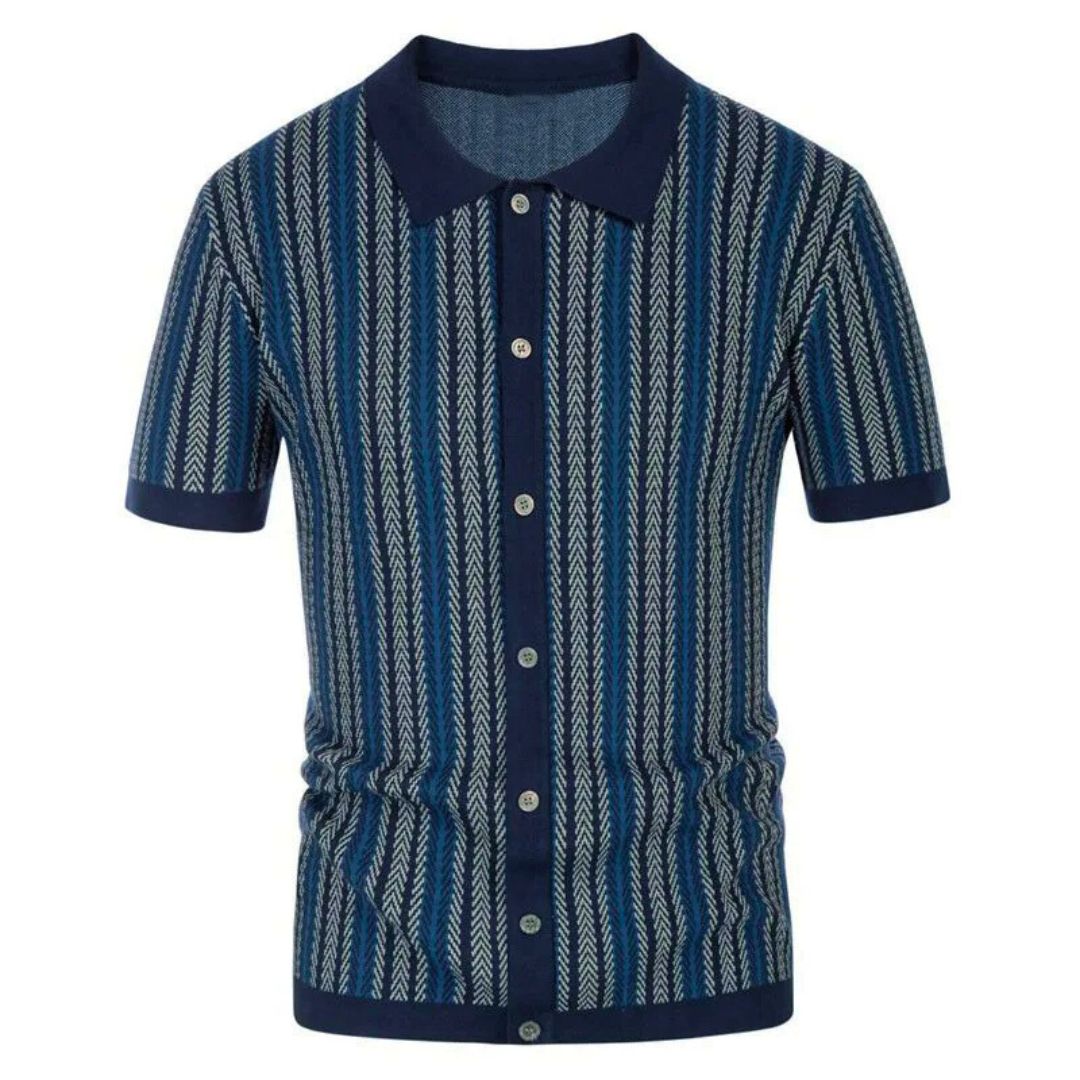 Herren Polohemd Chevron Mit Knopfleiste 0
