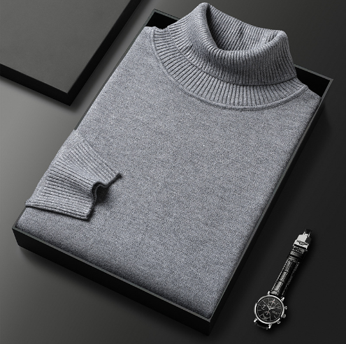 Herren Pullover mit Stehkragen und gerippten Bündchen 2