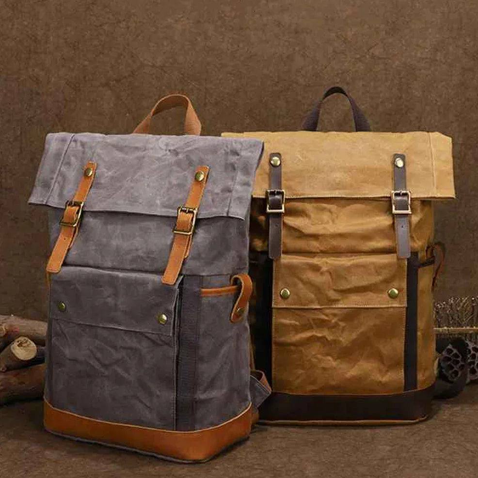 Herren Rucksack Vintage Rolltop für Reisen 6