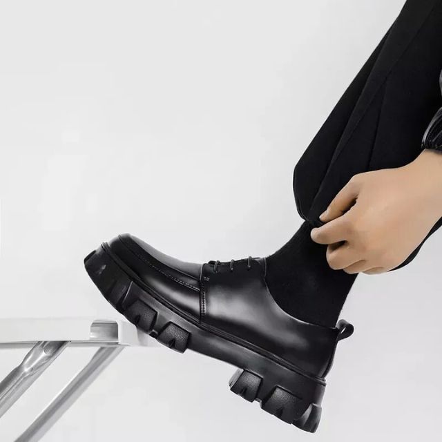Herren Schuhe Derby Stil Hochwertiges Leder 5