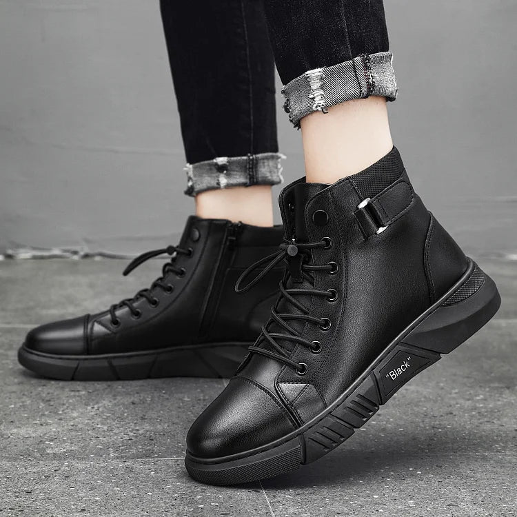 Herren Stiefel Leder Ergonomisches Design Schwarz Braun Winter 3
