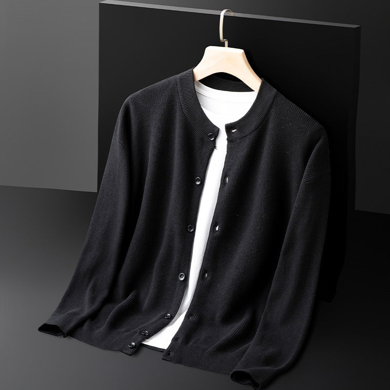 Herren Strickjacke Schmal Geschnitten mit Knopfleiste und Rippdetails 2