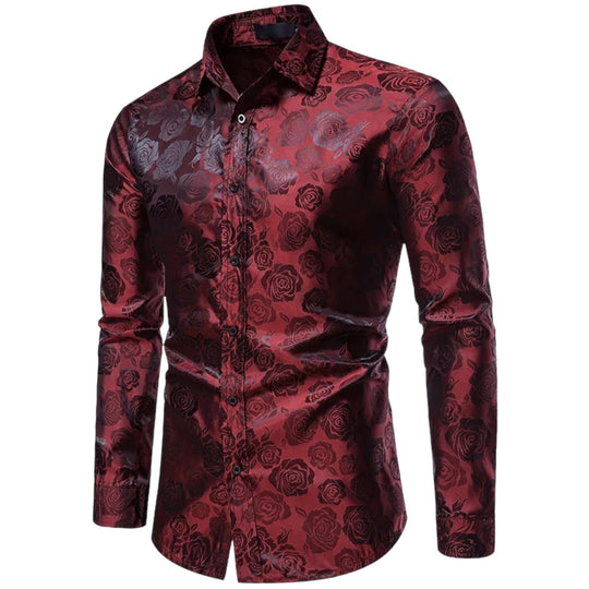 Herrenhemd Langarm Florales Design Bequemer Stoff 7