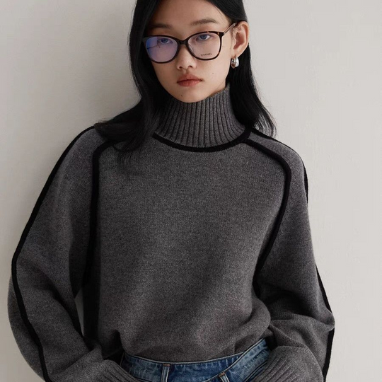 Hochwertiger Kaschmir Pullover Damen Turtleneck Eleganter Stil Warmer Pullover 4