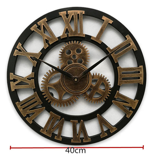 Industrielle Vintage-Wanduhr Holz und Metall für Wohnzimmer 3