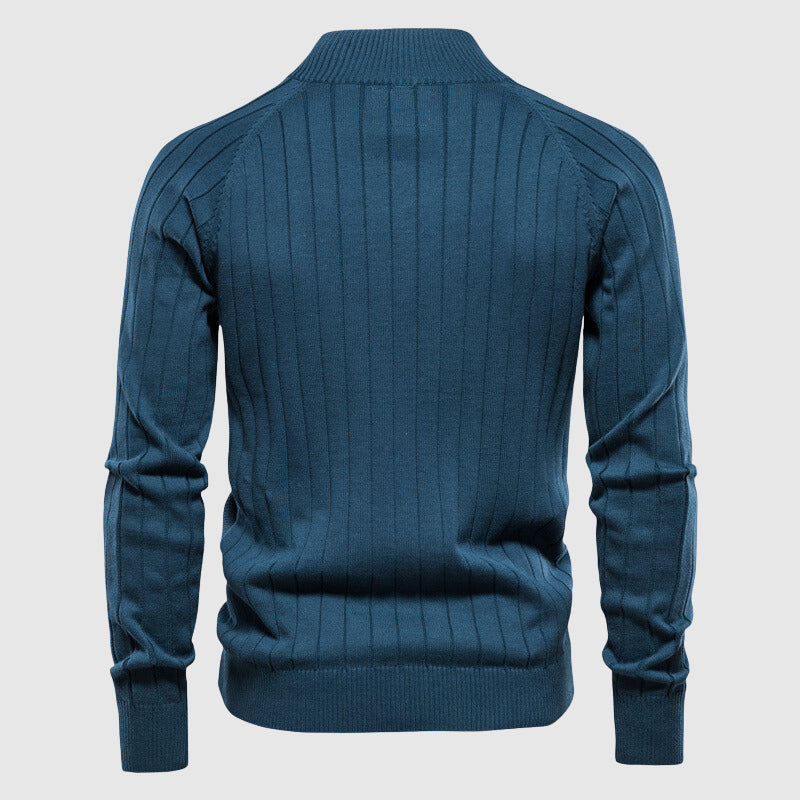 Herren Cardigan Baumwolle mit Vollem Reißverschluss und Argyle-Muster 6
