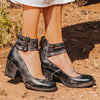Damen Sandalen Mittelhoher Absatz Hochwertiges Leder-3