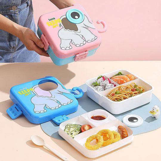 Kinder Bento-Lunchbox mit Elefantenmotiv und Fächern 0