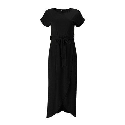 Kurzärmeliges Maxikleid Mit Rundhalsausschnitt